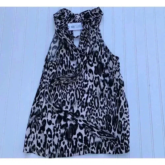 Milly Emma Blouse Leopard Print Sleeveless Halter Top Blouse Petite NEW 1078 - Picture 5 of 7